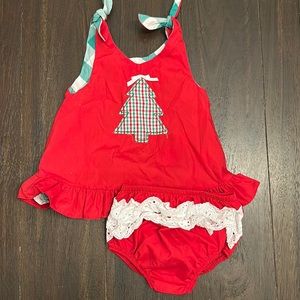 Ricrac & ruffles Christmas reversible with bloomers
